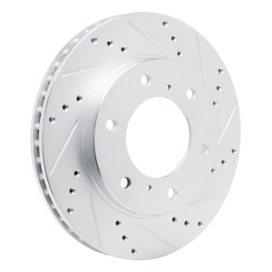 Mitsubishi Montero Sport Brake Rotor (1) - Front Right - R1 Concepts - Drilled & Slotted - Silver - `07-`17